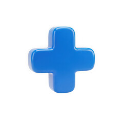 Fototapeta premium 3d blue plus sign isolated on transparent background