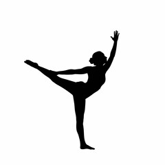 Obraz premium Silhouette of a woman in a yoga pose on white background.
