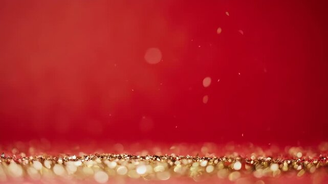 Red christmas background with golden snowflakes