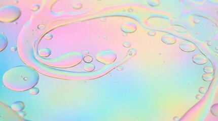 Colorful oil and water abstract with floating bubbles.