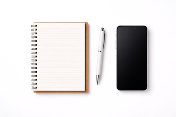 Modern Office Flat Lay with Notebook, Pen, and Smartphone