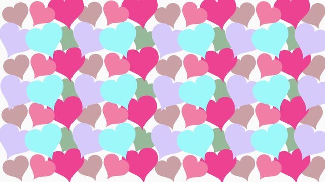 Animated heart pattern background with soft colors and gentle motion creating a romantic and playful atmosphere suitable for love themes valentine projects celebrations and decorative motion graphics.