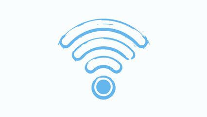 Abstract blue wireless internet symbol on white background.