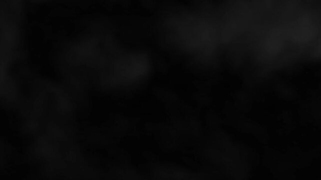 Slow motion flowing fog. Moving banner with floating gray smoke or steam on dark background with alpha channel for overlay effect. Realistic graphic animated footage