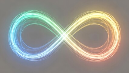 Fototapeta premium Vibrant colorful infinity symbol with glowing neon light trails perfect for Autism Sunday