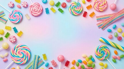 Colorful candy assortment arranged in a playful, sweet display.