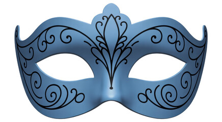 Blue Venetian Masquerade Mask with Black Swirls blue mask isolated on a transparent background