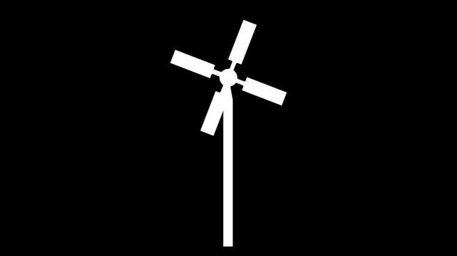 2D Wind Turbines windmill animation on solid background for transparent. wind power plant rotation for transparent background.
