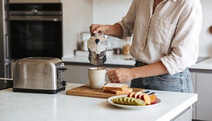 A calm, realistic depiction of a quiet post-Valentine morning routine, highlighting independence, self-care, and everyday authenticity in a modern home with soft natural light.