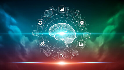 artificial intelligence brain network visualizing global data processing machine learning innovation and secure business solutions in a digital environment