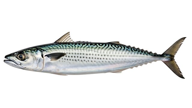 Atlantic Mackerel Fish Isolated on White Background with Copy Space stock 