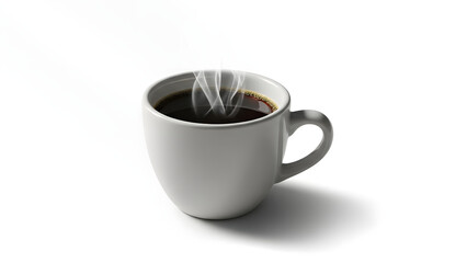 Obraz premium Coffee cup on white background with rising steam