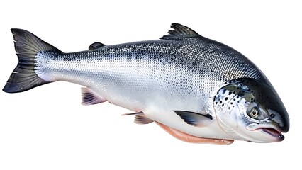 Obraz premium Whole Atlantic Salmon Fish Isolated on White Background seafood fresh