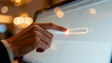 Hand interacting with touch screen interface