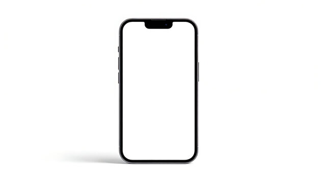 3d a minimalist iPhone silhouette with a blank white screen, centered on a white background