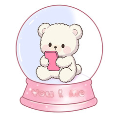Valentine  Love Day Snow Globe Bear Pattern