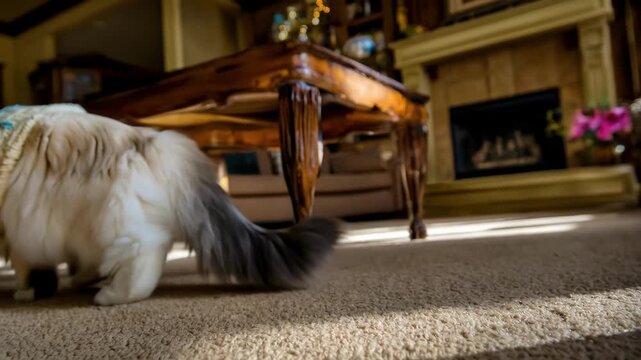 Medium shot of a fluffy cat dressed in a soft knit sweater showcasing intricate patterns and comfortable stretch fabric