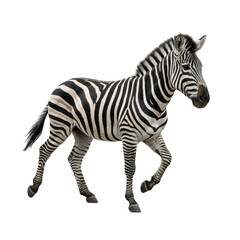 Fototapeta premium Zebra Walking Isolated on White Background