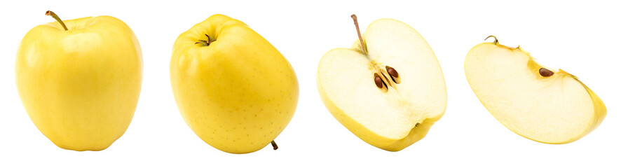 yellow apples isolated on white background. clipping path