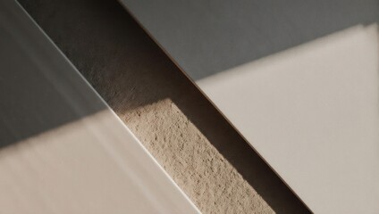 Abstract view of architectural structure with angled shadow play and textured surface