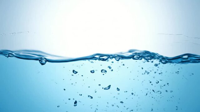 Dynamic clean blue water splash surface level wave motion