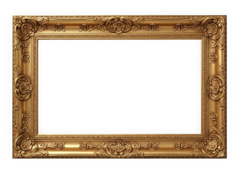 Intricate golden picture frame with ornate designs