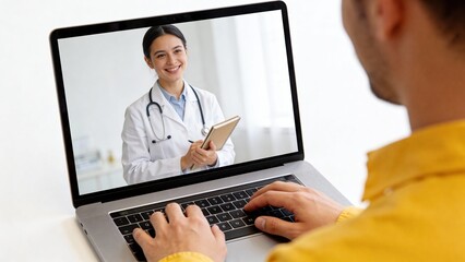Person using laptop for online medical consultation