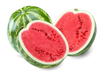 half of watermelon isolated on white background. clipping path