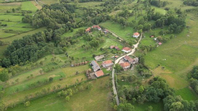Aerial drone video of Glod village in Alba County, Romania. Authentic Transylvanian village life. Photographed on August 15, 2025.
