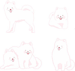 Adorable white Samoyed puppy PNG illustration. Cute fluffy dog perfect for pet designs, kids graphics, stickers, cards, posters, social media, and creative projects.