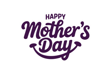 Obraz premium Happy Mother's Day Purple Greeting Card Text on White Background Celebration