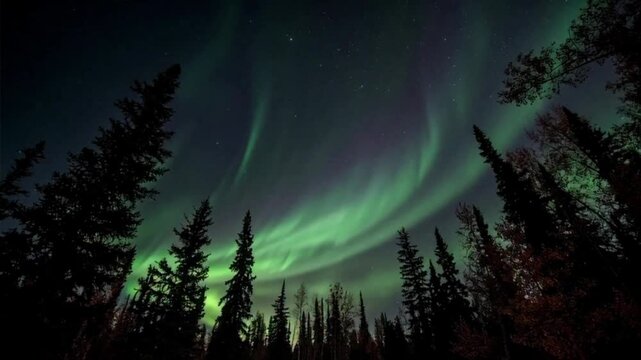 night sky with rainbow