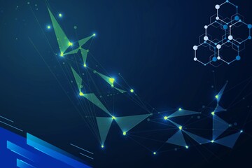 Abstract geometric network connection on dark blue background