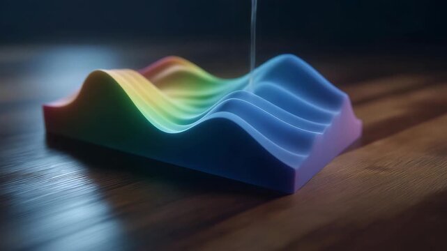 Scientific visualization presents a heatmap in full spectrum, mapping stress levels within material properties spread across a surface for engineering assessment. cinematic color correction,