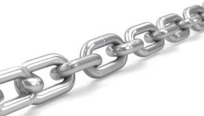 Obraz premium Close-up of a strong metal chain on a white background.