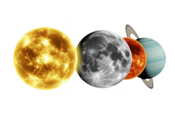 Planets in our solar system moon Jupiter isolated on a transparent background