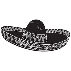 Traditional Mexican Sombrero Hat with Stylized Zigzag Pattern