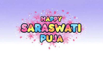 Happy Saraswati Puja Vasant Panchami colorful text
