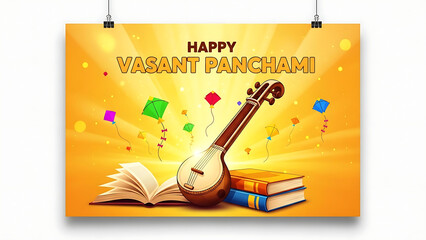Vasant Panchami celebration with veena and kites festival