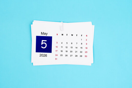May Calendar 2026 page on blue background.