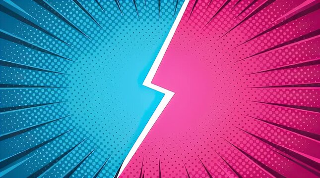Dynamic Blue and Pink Comic Book Style Versus Battle Background