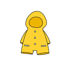 A yellow raincoat with a hood