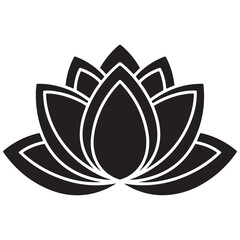 Stylized Black and White Lotus Flower Symbol