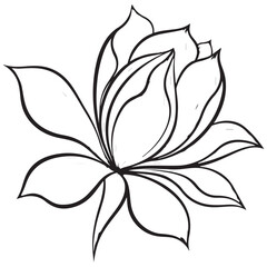 Black and White Hand-Drawn Flower Outline Illustration
