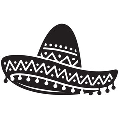 Stylized Sombrero Hat with Traditional White Geometric Decorations