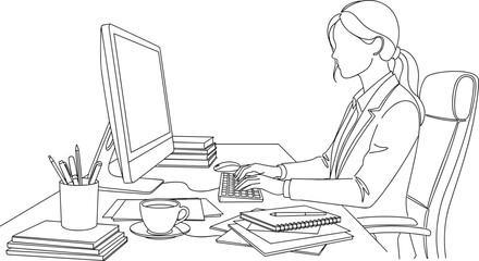 Continuous line drawing of a hand putting a voting paper into a ballot box for democratic election and political choice.