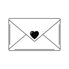 Minimalist outline illustration of envelope with heart symbol