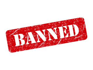 Banned stamp symbol, label sticker sign button, text banner vector illustration .