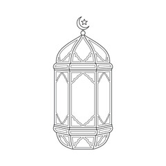 Ramadan lantern with ornament, outline line art style