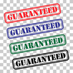 Set of Guaranteed stamp symbol, label sticker sign button, text banner vector illustration .
